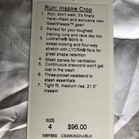 lululemon SeaWheeze 2015 Run:Inspire Crop (4) Rare - Picture 3 of 4